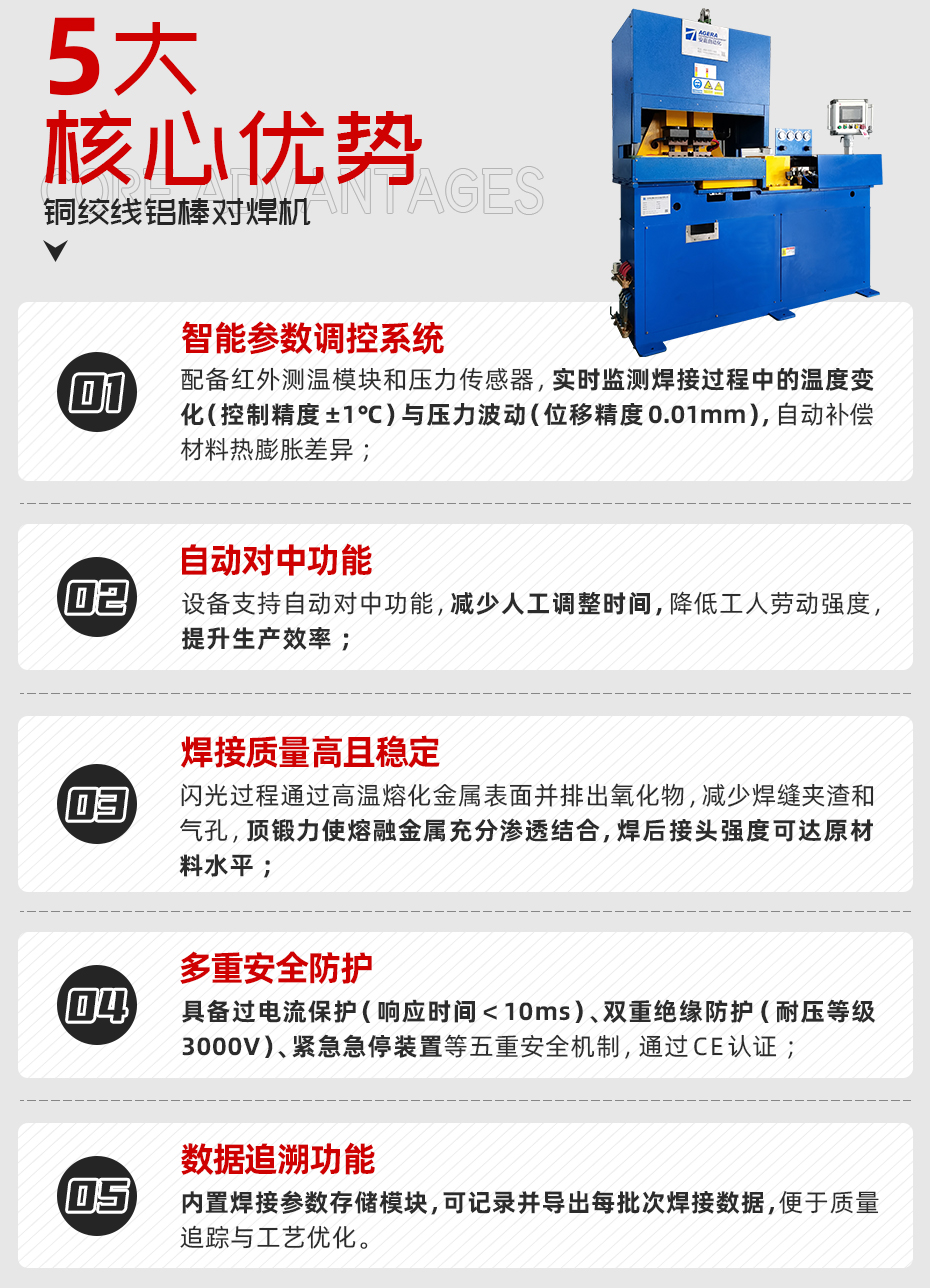 銅絞線(xiàn)鋁棒對(duì)焊機(jī)詳情核心優(yōu)勢(shì)